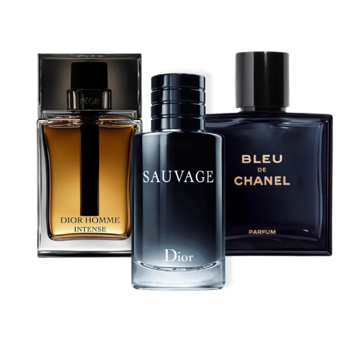Combinación de 3 perfumes: Sauvage Dior, Bleu de Chanel y Dior Homme Intense - 100 ml