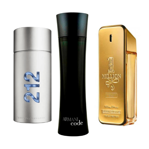 Combo de 3 Perfumes: Armani Code von Giorgio Armani y Paco Rabanne One Million, 212 Men NYC - 100ml