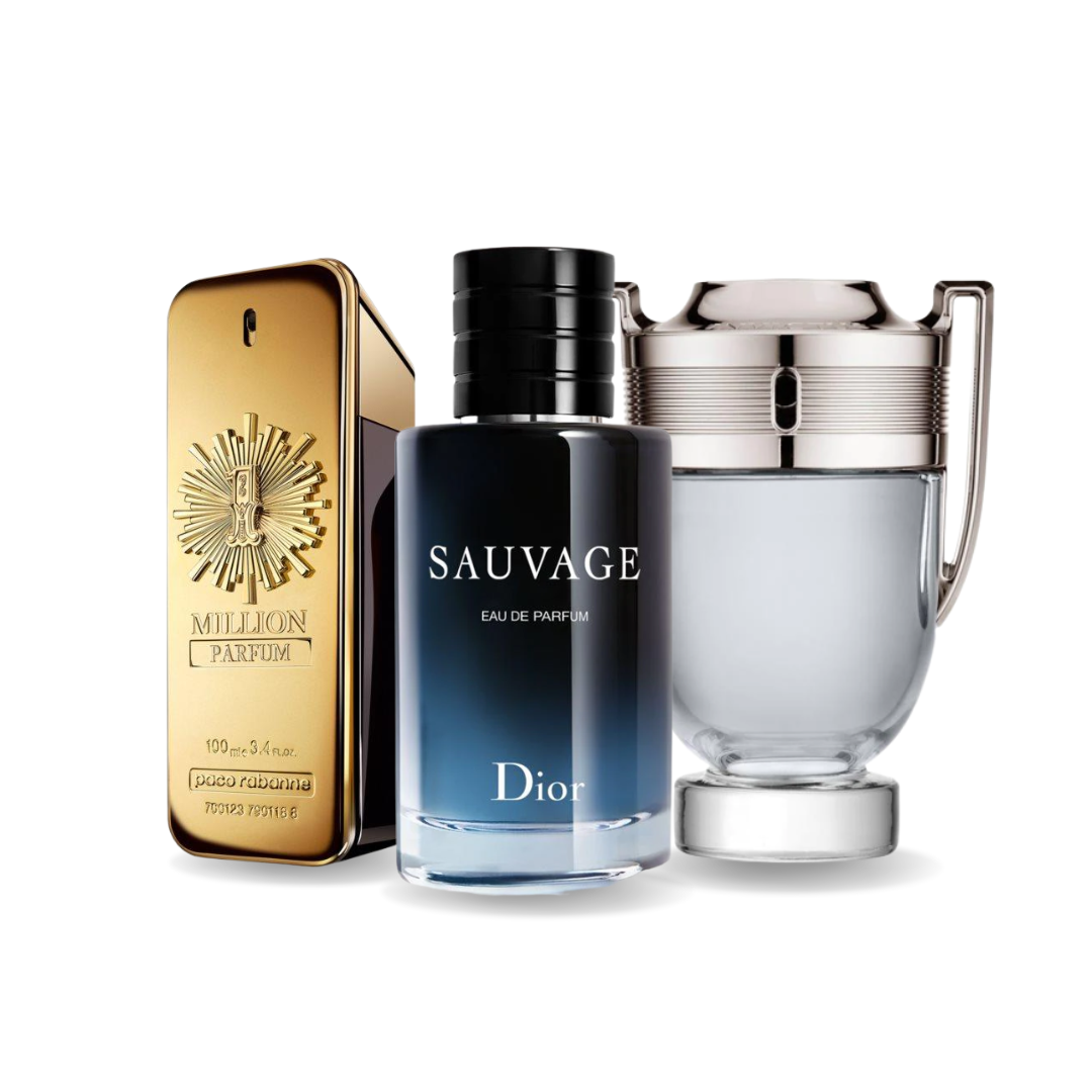 Combo de 3 perfumes: Paco Rabanne ONE MILLION, Dior SAUVAGE y Paco Rabanne INVICTUS - 100 ml