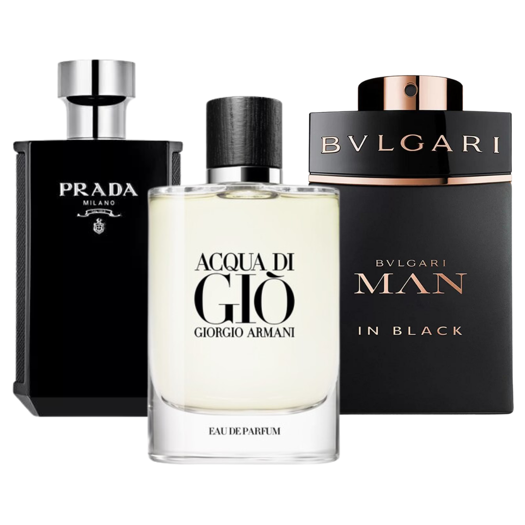 Combo de 3 Perfumes: Bvlgari In Black, Giorgio Armani Acqua Di Gio y L'Homme Prada Intense - 100ml