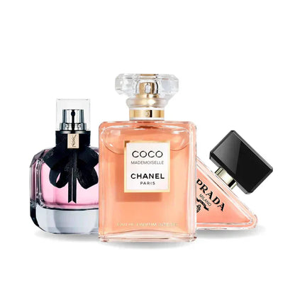 Combo de 3 Perfumes: Chanel COCO MADEMOISELLE, Prada PARADOXE y Yves Saint Laurent MON PARIS - 100ml