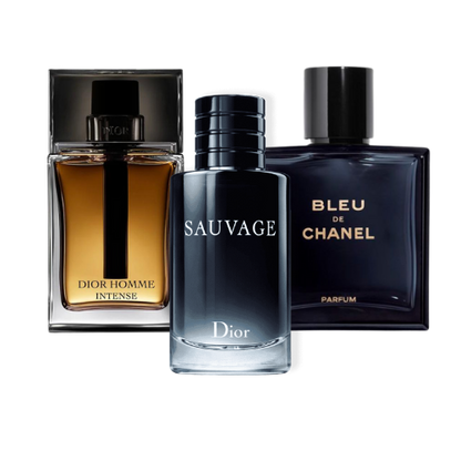 Combinación de 3 perfumes: Sauvage Dior, Bleu de Chanel y Dior Homme Intense - 100 ml