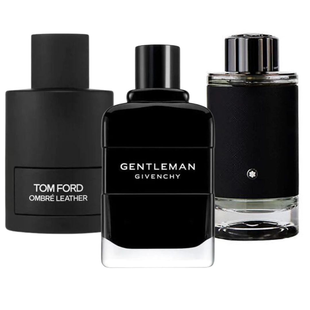 Set de 3 perfumes: Tom Ford Ombre Leather, Givenchy Gentleman y Montblanc Explorer - 100 ml